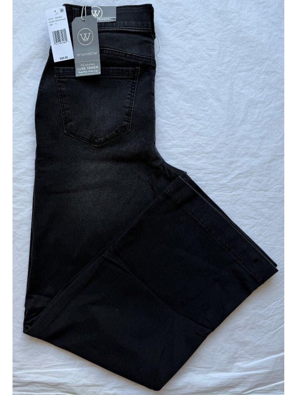 WIT & WISDOM NWT SAM HIGH RISE WASHED BLACK WIDE LEG JEAN. SIZE 6 - Picture 6 of 15